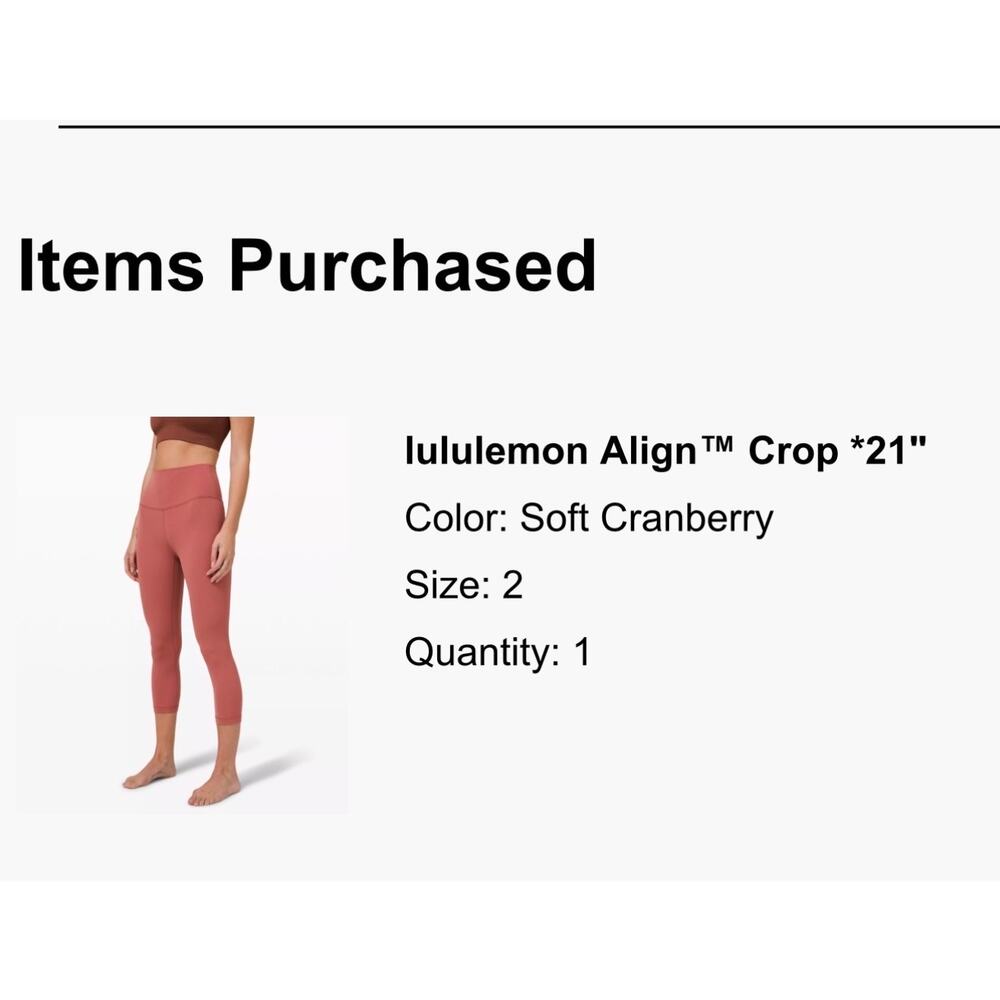 Lululemon Align Crop 21” size 2 soft cranberry
